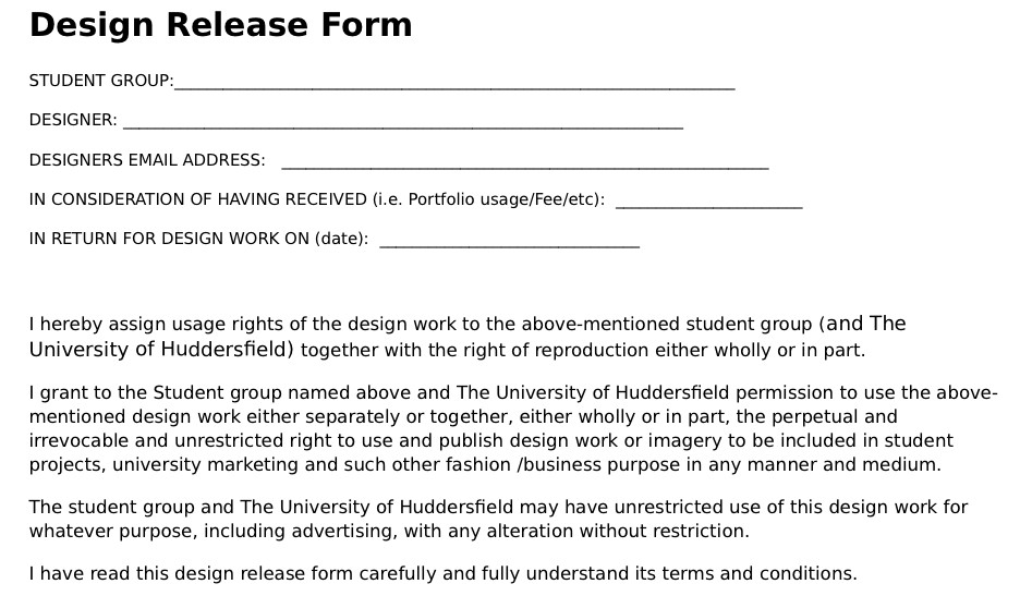 Artists Consent Form A n The Artists Information Company