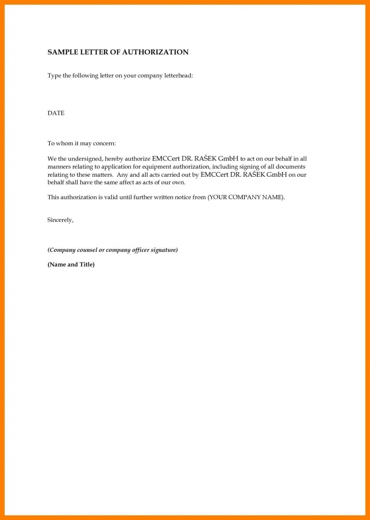 Authorization Letter To Collect Document Template Business Format