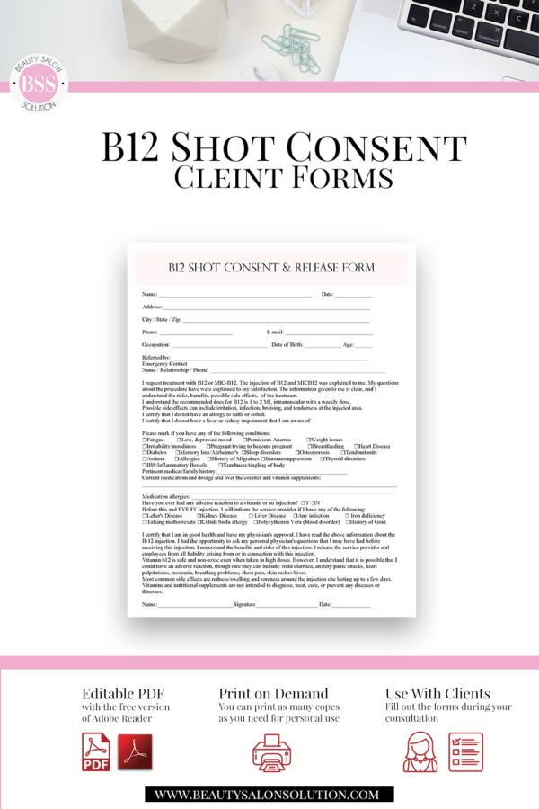 B12 Shot Consent Form Beauty Salon Solution Consent Forms Facial 