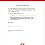 Child Care Authorization Form Letter with Sample