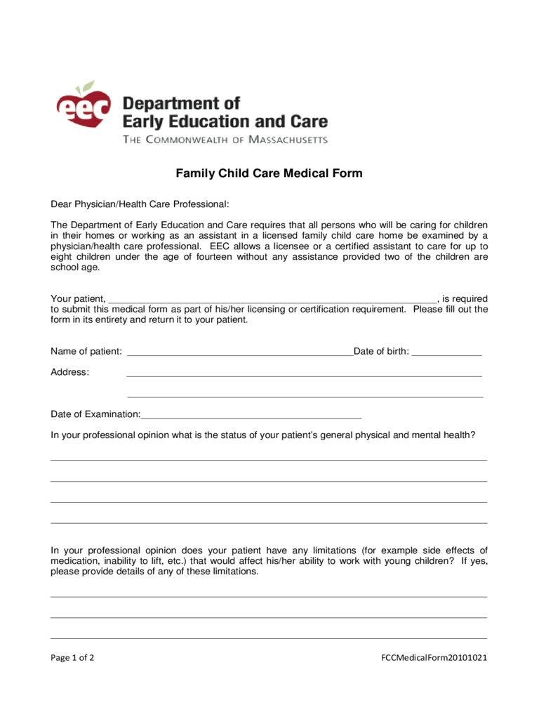 Child Care Medication Form 2 Free Templates In PDF Word Excel Download