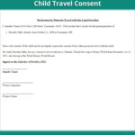 Child Travel Consent Form Free Minor Travel Consent Letter US