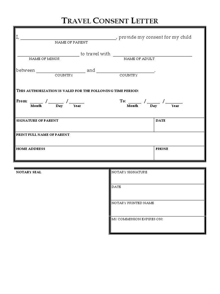 Child Travel Consent Form Template Inspirational 16 Travel