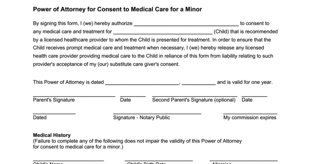 Consent To Treat Form For Minors pdf Medical Care Consent Medical