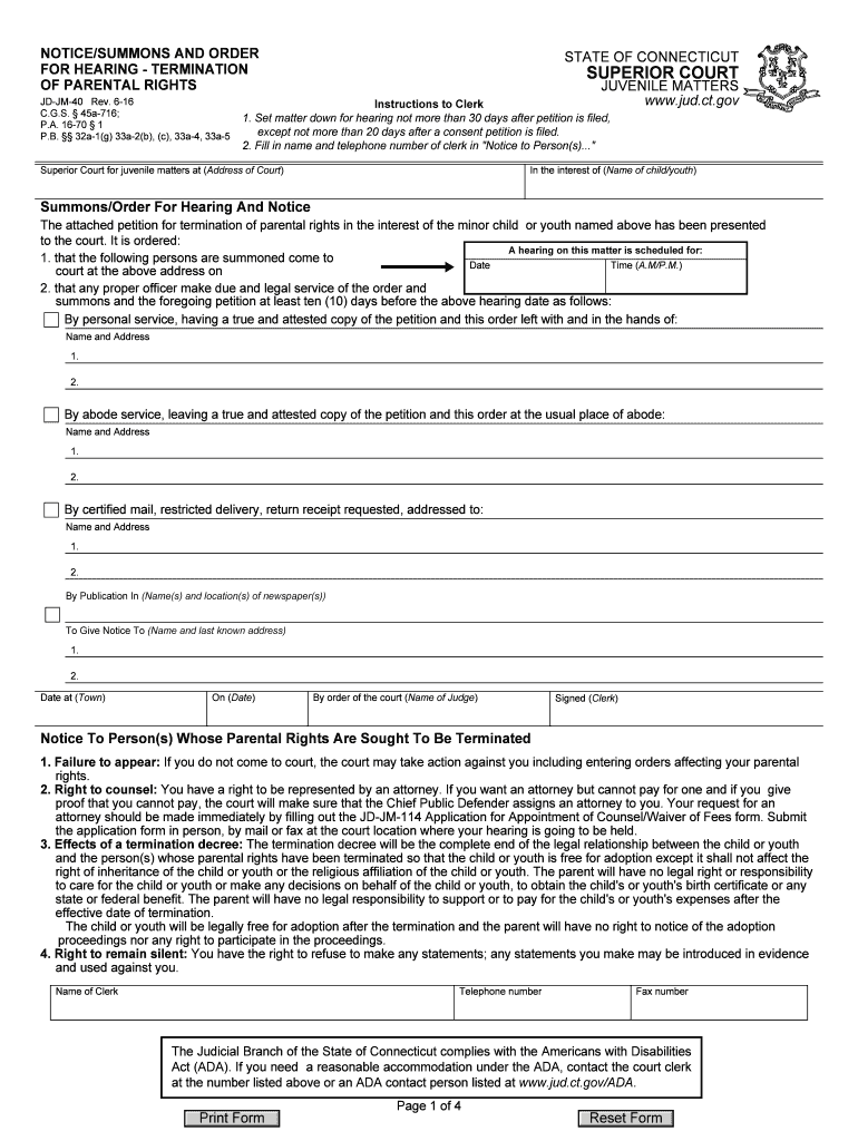 CT JD JM 40 2016 Complete Legal Document Online US Legal Forms