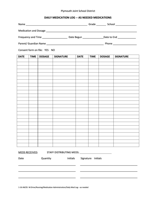 Daily Medication Log Printable Pdf Download