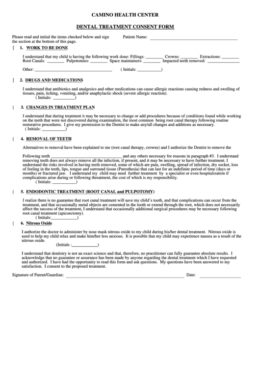 Dental Treatment Consent Form Printable Pdf Download