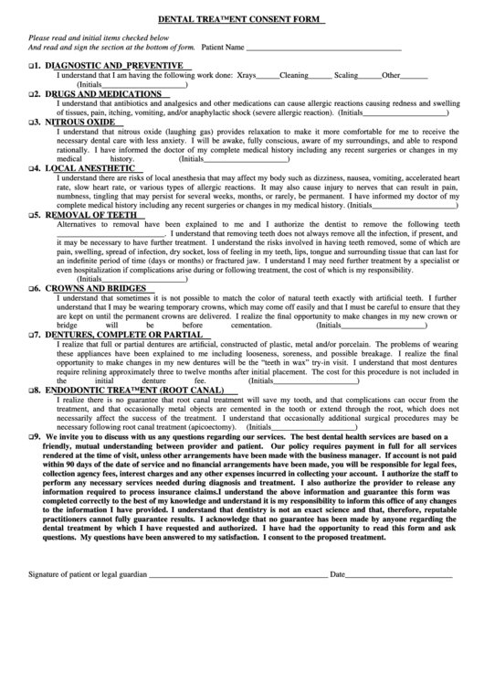 Dental Treatment Consent Form Printable Pdf Download