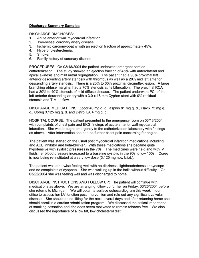 Discharge Summary Template Download Free Documents For PDF Word And 