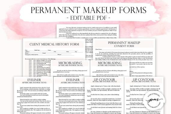 Editable Permanent Makeup Consent Forms Customizable Microbalding 