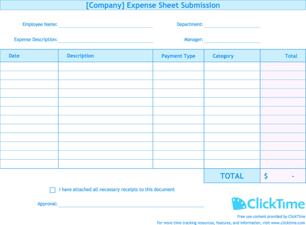 Employee Expense Report Template Templates Free Printable