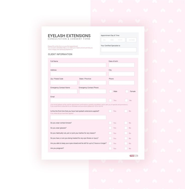 Eyelash Extension Consultation Forms Client Intake Forms Lash Mapping 