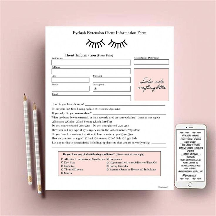 Eyelash Extension Forms Client Consent Form Client Etsy Eyelash 