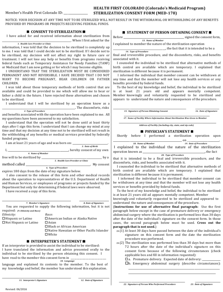 Form MED 178 Download Printable PDF Or Fill Online Sterilization 