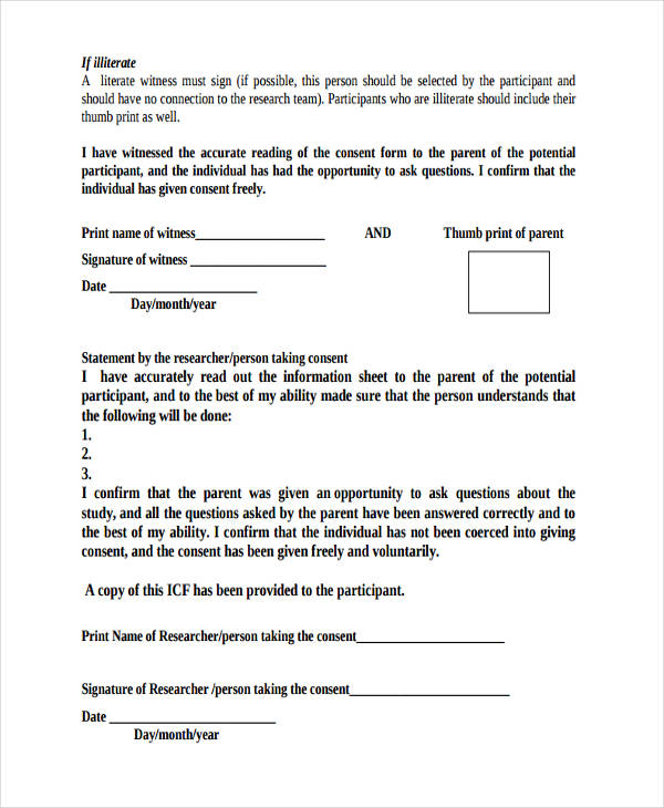 FREE 11 Research Consent Forms In PDF