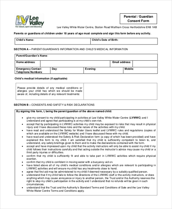 FREE 11 Sample Parental Consent Forms In PDF MS Word