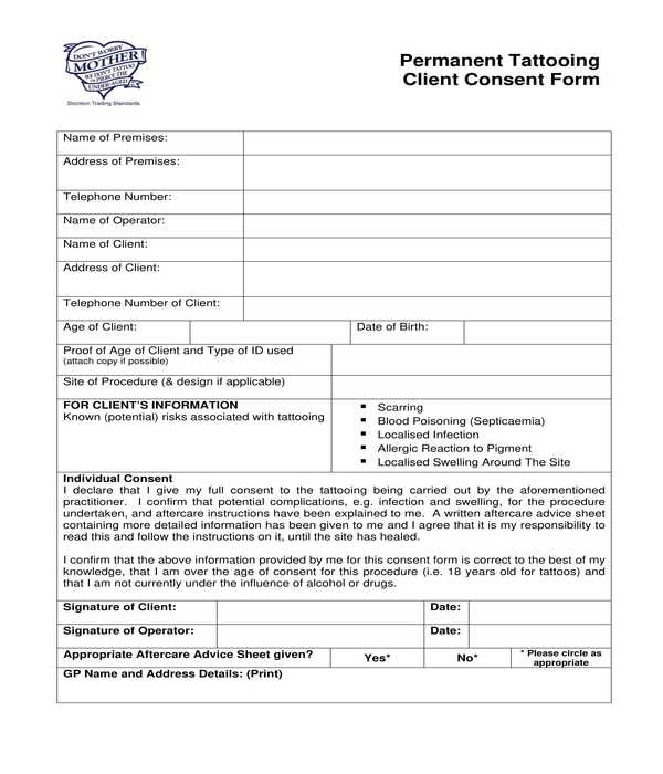 FREE 12 Tattoo Consent Forms In PDF