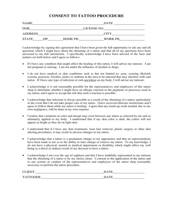 FREE 12 Tattoo Consent Forms In PDF