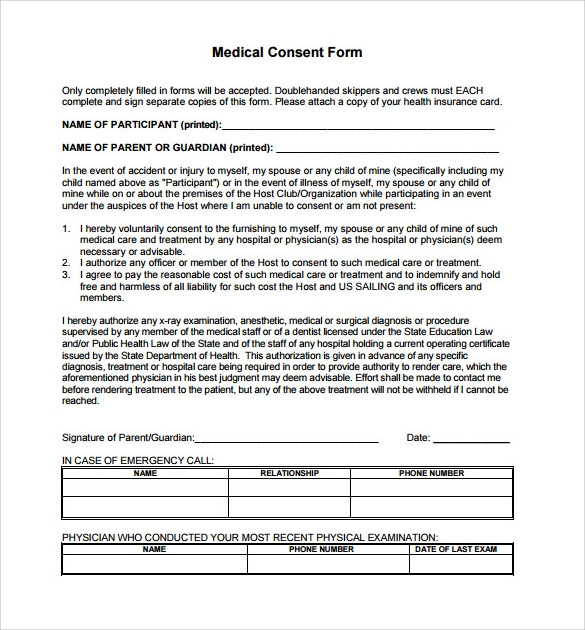 FREE 13 Sample Medical Consent Forms In PDF