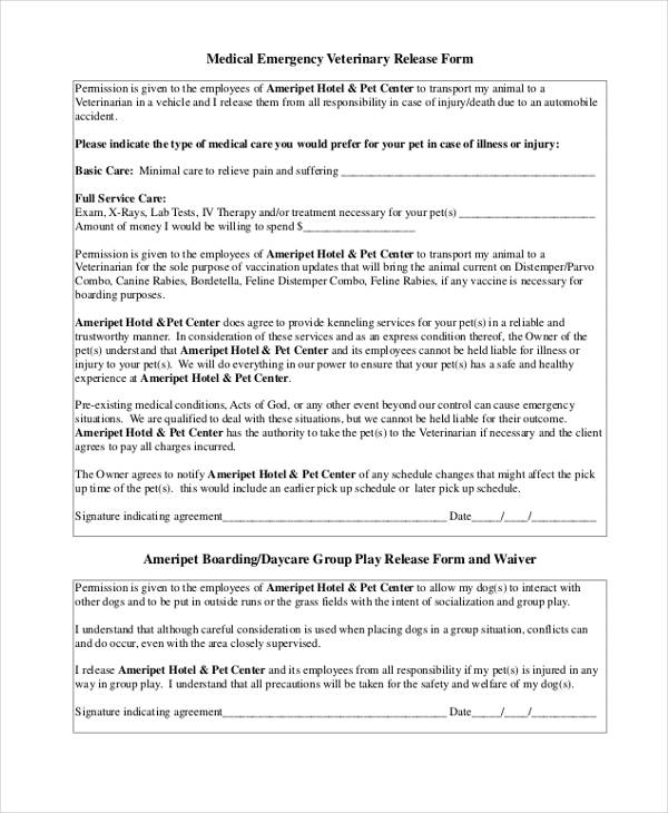 FREE 21 Sample Emergency Release Forms In PDF MS Word