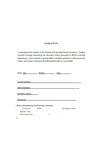 FREE 30 Sample Travel Consent Forms In PDF Ms Word