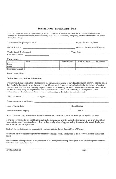 FREE 30 Sample Travel Consent Forms In PDF Ms Word