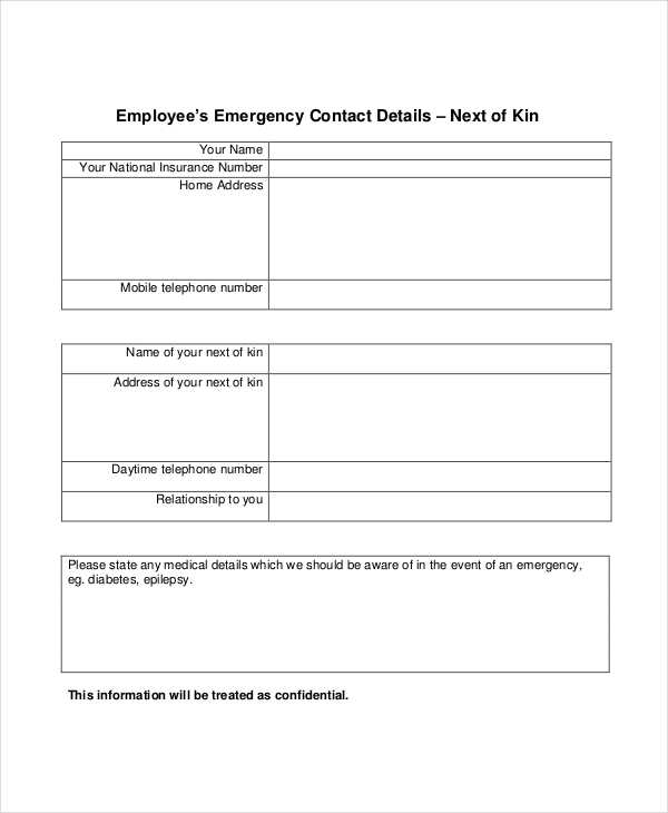 FREE 32 Emergency Contact Forms In PDF Excel MS Word