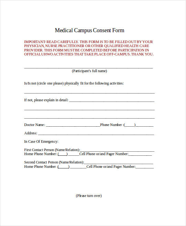 FREE 33 Consent Forms In MS Word