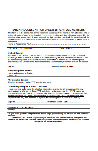 FREE 43 Sample Parental Consent Forms In PDF Ms Word