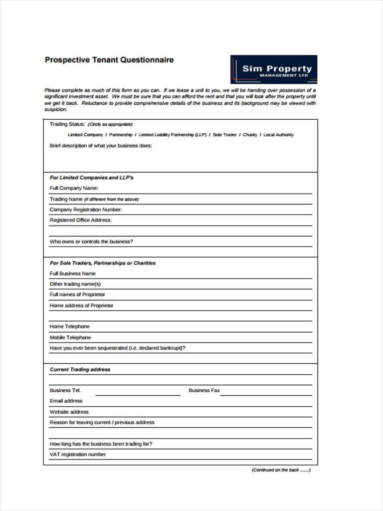 FREE 43 Sample Questionnaire Forms In PDF MS Word Excel
