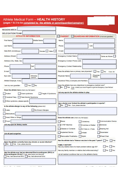 FREE 51 Athlete Forms In PDF MS Word