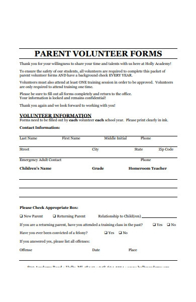 FREE 51 Volunteer Forms In PDF MS Word Excel