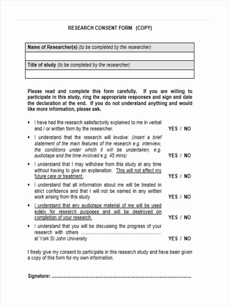 FREE 6 Research Consent Forms In PDF MS Word