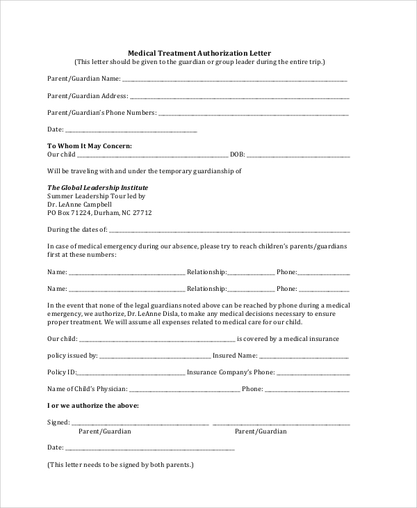 FREE 6 Sample Medical Authorization Letter Templates In PDF