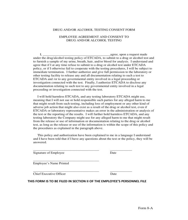 FREE 7 Drug Alcohol Testing Consent Forms In PDF MS Word