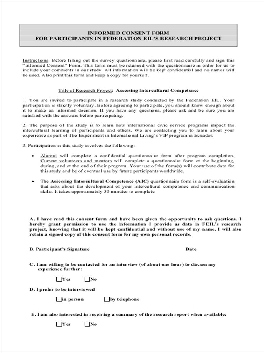 FREE 7 Participant Consent Forms In MS Word PDF