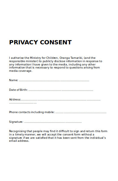 FREE 7 Privacy Consent Forms In PDF Ms Word