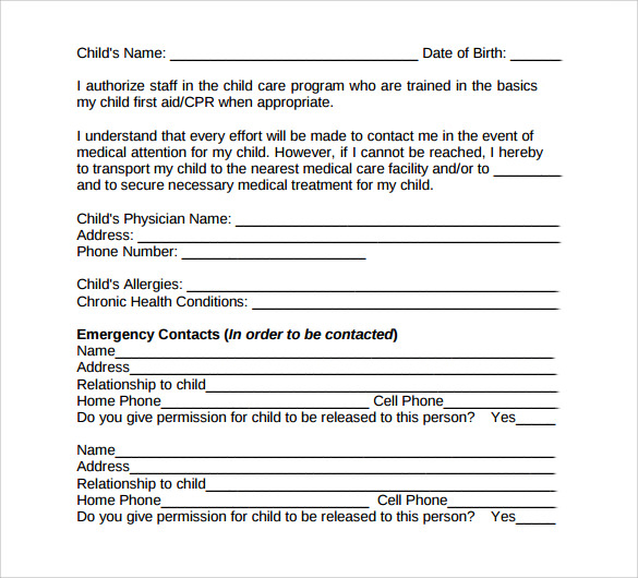 FREE 8 Child Medical Consent Forms In PDF