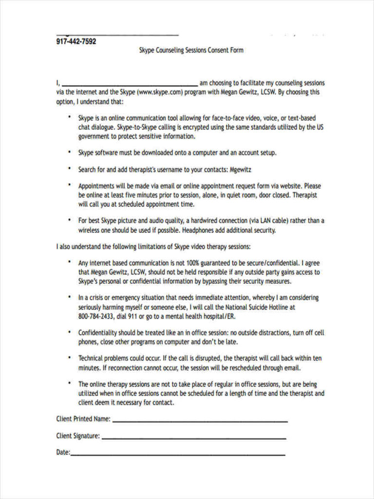 FREE 8 Counseling Consent Forms In PDF Ms Word