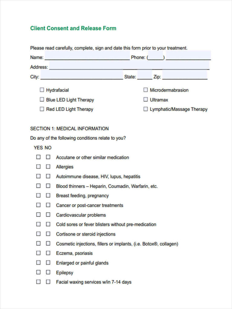 FREE 8 Sample Client Consent Forms In MS Word PDF