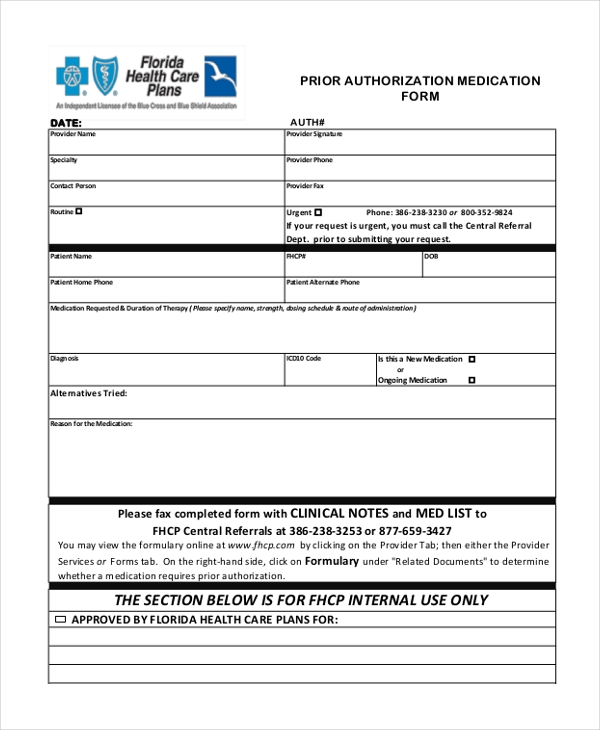 FREE 8 Sample Prior Authorization Forms In PDF MS Word