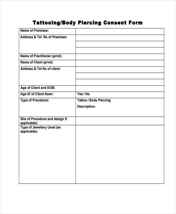 FREE 8 Sample Tattoo Consent Forms In MS Word PDF