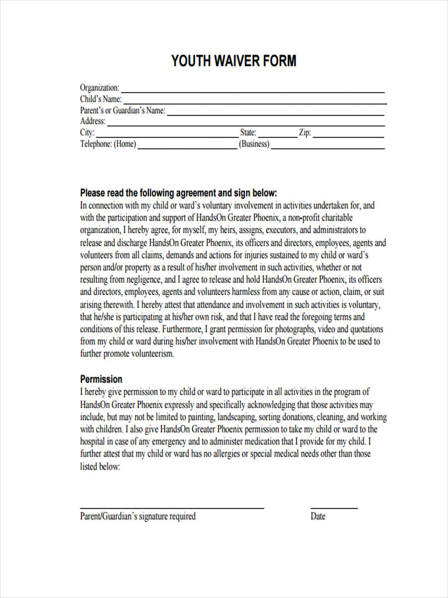 FREE 8 Sports Waiver Forms In PDF