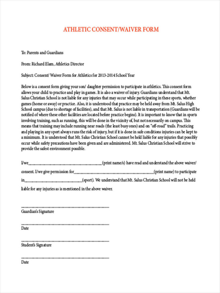 FREE 8 Sports Waiver Forms In PDF