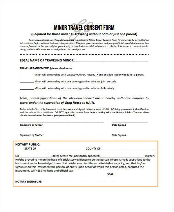 FREE 8 Travel Consent Forms In PDF MS Word