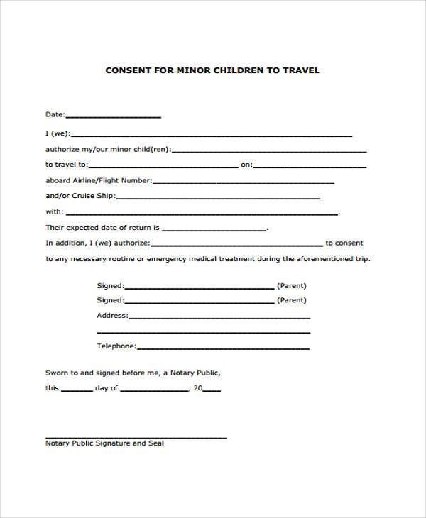 FREE 8 Travel Consent Forms In PDF MS Word