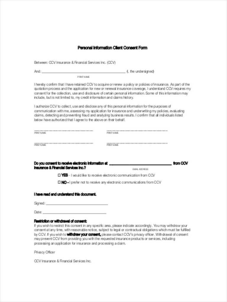 FREE 9 Client Consent Forms In PDF Ms Word