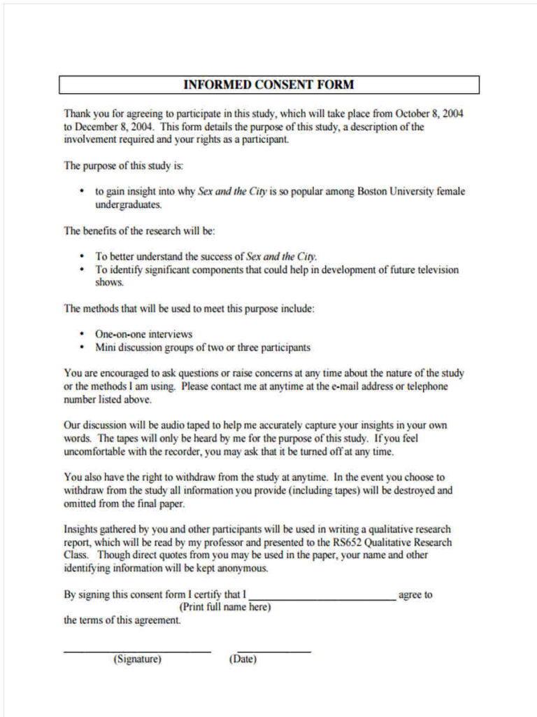 FREE 9 Model Consent Forms In MS Word PDF