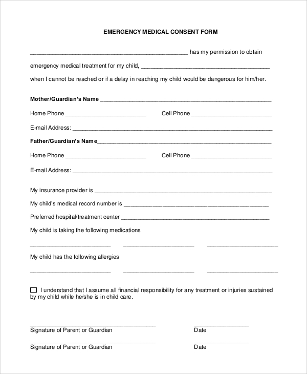 FREE 9 Sample Medical Consent Forms In PDF MS Word