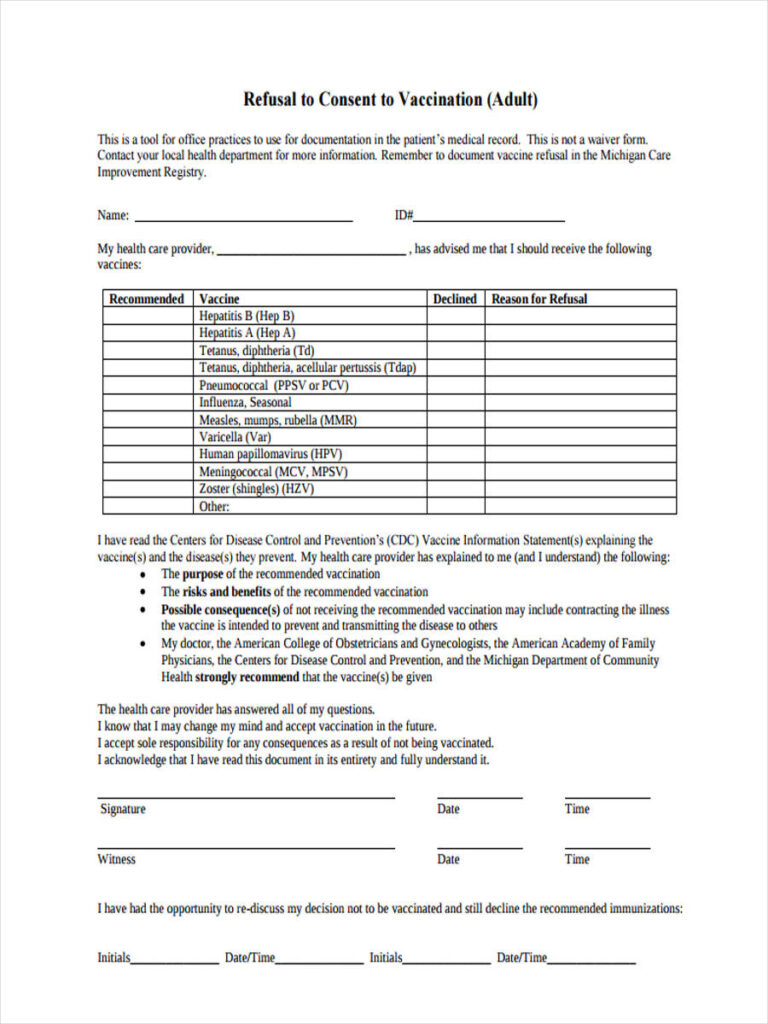 FREE 9 Vaccine Consent Forms In PDF Ms Word